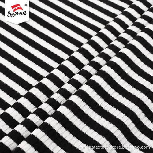 Yarn Dyed Rib Polyester Rayon Spandex Fabric